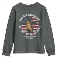 Charlie Kirk Memorial Youth Sweatshirt They Can Silence One But They Cant Silence Us All - Wonder Print Shop