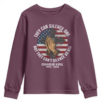 Charlie Kirk Memorial Youth Sweatshirt They Can Silence One But They Cant Silence Us All - Wonder Print Shop