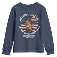 Charlie Kirk Memorial Youth Sweatshirt They Can Silence One But They Cant Silence Us All - Wonder Print Shop