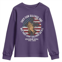 Charlie Kirk Memorial Youth Sweatshirt They Can Silence One But They Cant Silence Us All - Wonder Print Shop