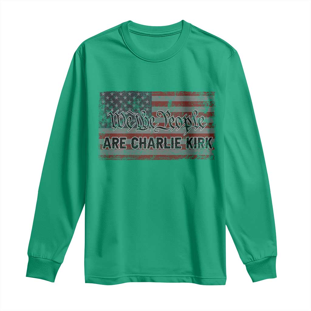 We Are Charlie Kirk Long Sleeve Shirt We The People Vintage American Flag - Wonder Print Shop
