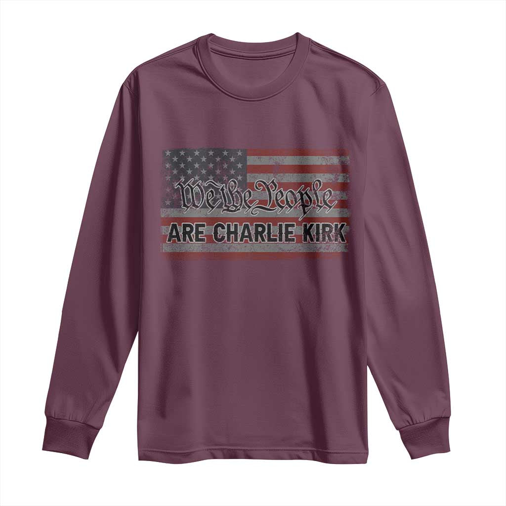 We Are Charlie Kirk Long Sleeve Shirt We The People Vintage American Flag - Wonder Print Shop