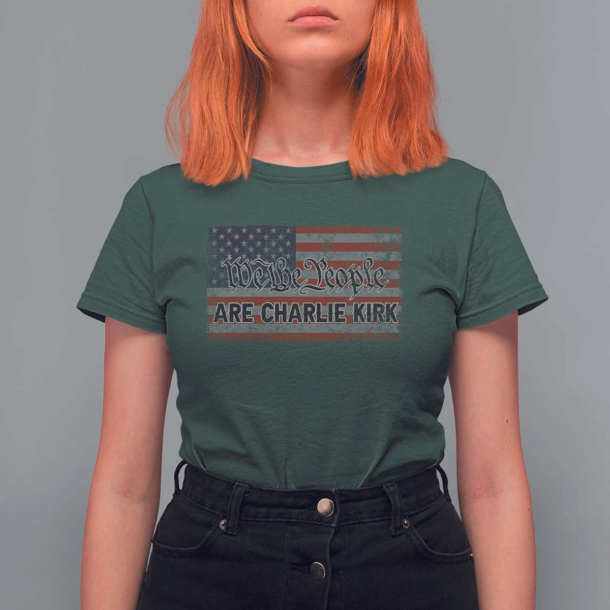 We Are Charlie Kirk T Shirt For Women We The People Vintage American Flag - Wonder Print Shop