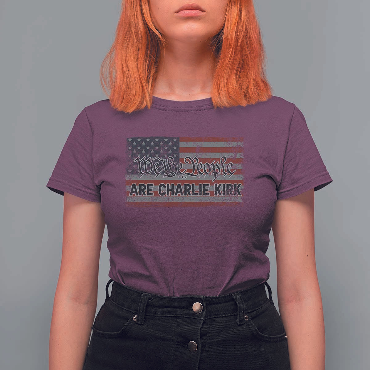 We Are Charlie Kirk T Shirt For Women We The People Vintage American Flag - Wonder Print Shop