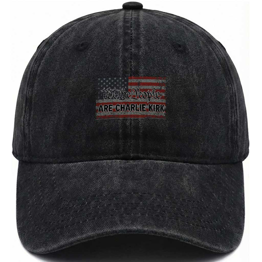 We Are Charlie Kirk Washed Cotton Baseball Cap We The People Vintage American Flag