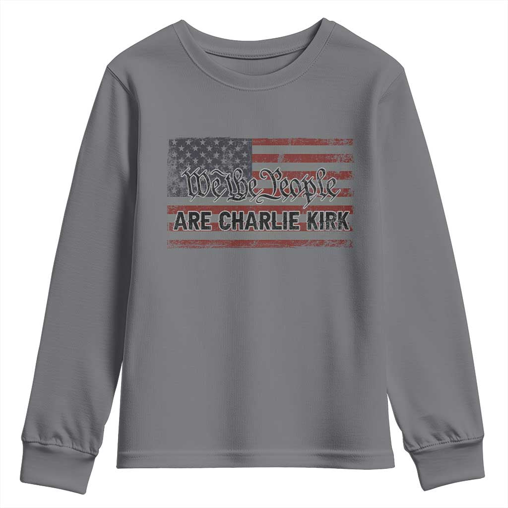 We Are Charlie Kirk Youth Sweatshirt We The People Vintage American Flag - Wonder Print Shop