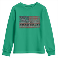We Are Charlie Kirk Youth Sweatshirt We The People Vintage American Flag - Wonder Print Shop