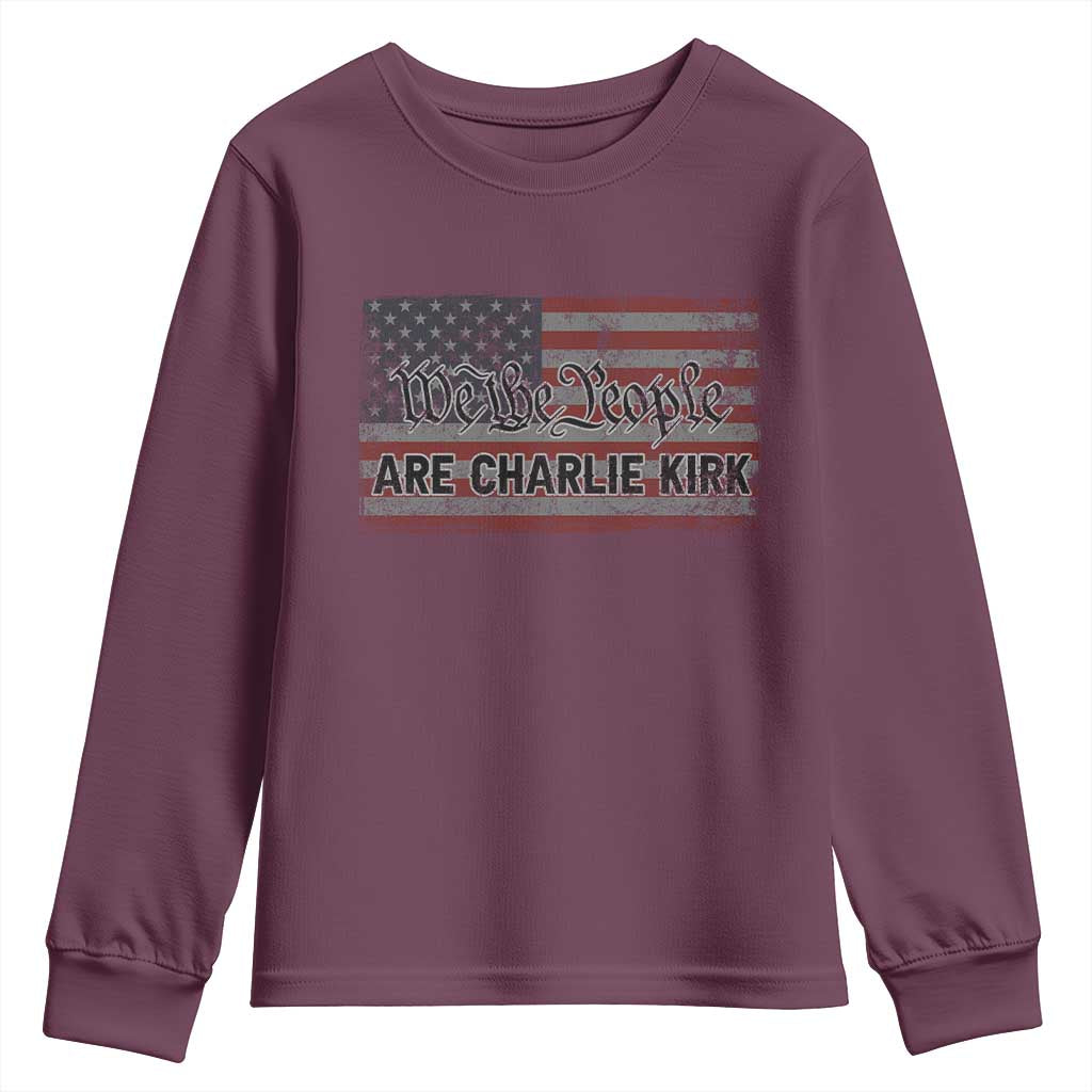 We Are Charlie Kirk Youth Sweatshirt We The People Vintage American Flag - Wonder Print Shop