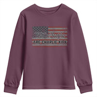 We Are Charlie Kirk Youth Sweatshirt We The People Vintage American Flag - Wonder Print Shop
