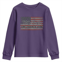 We Are Charlie Kirk Youth Sweatshirt We The People Vintage American Flag - Wonder Print Shop
