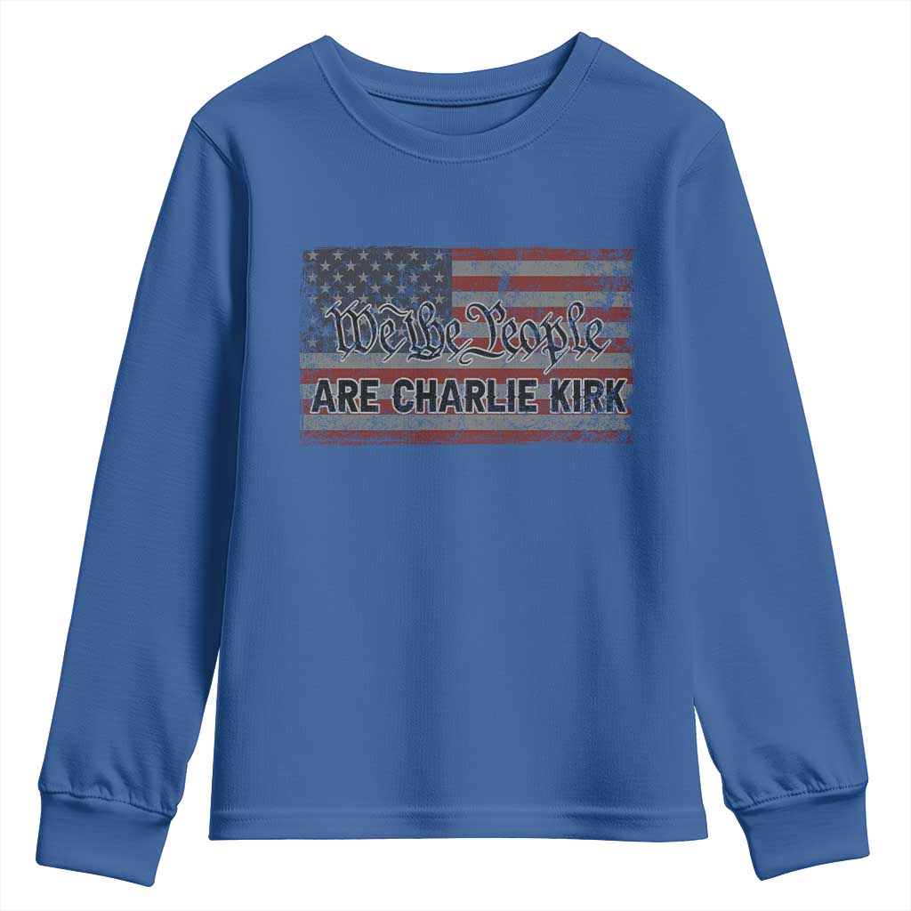 We Are Charlie Kirk Youth Sweatshirt We The People Vintage American Flag - Wonder Print Shop