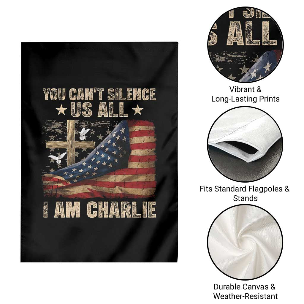 I Am Charlie Kirk Garden Flag You Cant Silence Us All Vintage American Flag - Wonder Print Shop