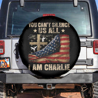 I Am Charlie Kirk Spare Tire Cover You Cant Silence Us All Vintage American Flag - Wonder Print Shop