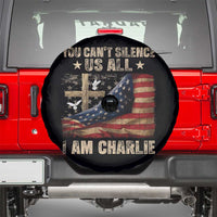 I Am Charlie Kirk Spare Tire Cover You Cant Silence Us All Vintage American Flag - Wonder Print Shop