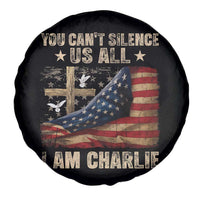 I Am Charlie Kirk Spare Tire Cover You Cant Silence Us All Vintage American Flag - Wonder Print Shop