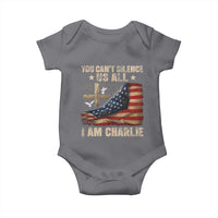 I Am Charlie Kirk Baby Onesie You Cant Silence Us All Vintage American Flag - Wonder Print Shop