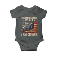 I Am Charlie Kirk Baby Onesie You Cant Silence Us All Vintage American Flag - Wonder Print Shop