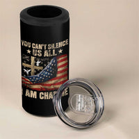 I Am Charlie Kirk 4 in 1 Can Cooler Tumbler You Cant Silence Us All Vintage American Flag - Wonder Print Shop