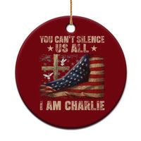 I Am Charlie Kirk Ceramic Ornament You Cant Silence Us All Vintage American Flag - Wonder Print Shop