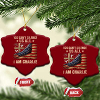 I Am Charlie Kirk Ceramic Ornament You Cant Silence Us All Vintage American Flag - Wonder Print Shop