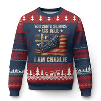 I Am Charlie Kirk Ugly Christmas Sweater You Cant Silence Us All Vintage American Flag - Wonder Print Shop