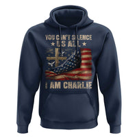 I Am Charlie Kirk Hoodie You Cant Silence Us All Vintage American Flag - Wonder Print Shop