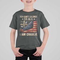 I Am Charlie Kirk T Shirt For Kid You Cant Silence Us All Vintage American Flag - Wonder Print Shop
