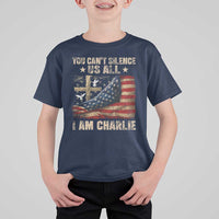 I Am Charlie Kirk T Shirt For Kid You Cant Silence Us All Vintage American Flag - Wonder Print Shop