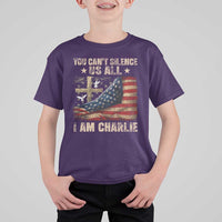 I Am Charlie Kirk T Shirt For Kid You Cant Silence Us All Vintage American Flag - Wonder Print Shop