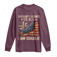 I Am Charlie Kirk Long Sleeve Shirt You Cant Silence Us All Vintage American Flag - Wonder Print Shop