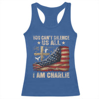 I Am Charlie Kirk Racerback Tank Top You Cant Silence Us All Vintage American Flag - Wonder Print Shop