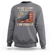 I Am Charlie Kirk Sweatshirt You Cant Silence Us All Vintage American Flag - Wonder Print Shop
