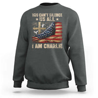 I Am Charlie Kirk Sweatshirt You Cant Silence Us All Vintage American Flag - Wonder Print Shop