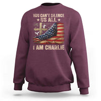 I Am Charlie Kirk Sweatshirt You Cant Silence Us All Vintage American Flag - Wonder Print Shop