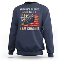 I Am Charlie Kirk Sweatshirt You Cant Silence Us All Vintage American Flag - Wonder Print Shop
