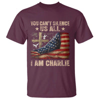 I Am Charlie Kirk T Shirt You Cant Silence Us All Vintage American Flag - Wonder Print Shop