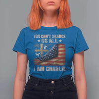 I Am Charlie Kirk T Shirt For Women You Cant Silence Us All Vintage American Flag - Wonder Print Shop