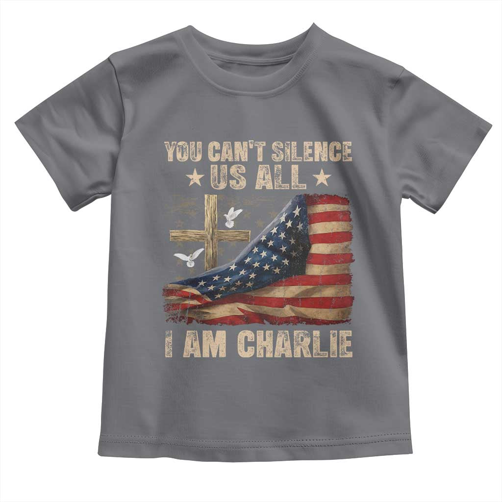 I Am Charlie Kirk Toddler T Shirt You Cant Silence Us All Vintage American Flag - Wonder Print Shop
