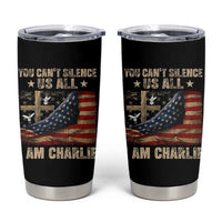 I Am Charlie Kirk Tumbler Cup You Cant Silence Us All Vintage American Flag - Wonder Print Shop
