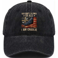 I Am Charlie Kirk Washed Cotton Baseball Cap You Cant Silence Us All Vintage American Flag