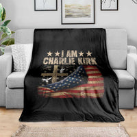 I Am Charlie Kirk Throw Blanket Freedom Vintage American Flag - Wonder Print Shop