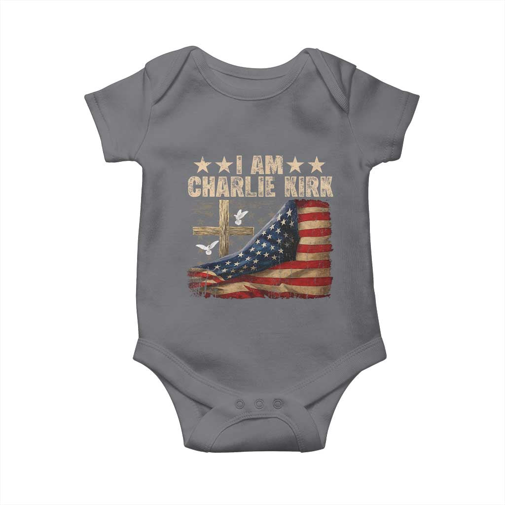 I Am Charlie Kirk Baby Onesie Freedom Vintage American Flag - Wonder Print Shop