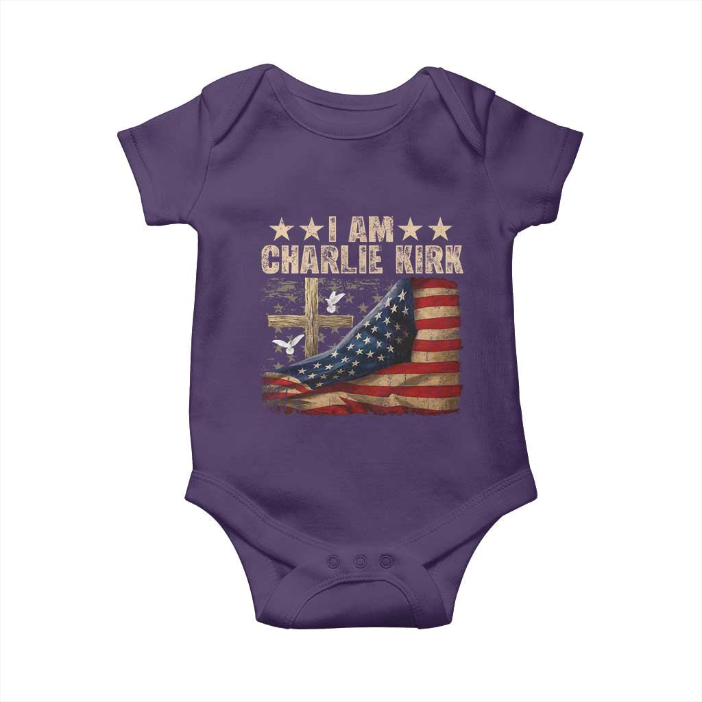 I Am Charlie Kirk Baby Onesie Freedom Vintage American Flag - Wonder Print Shop
