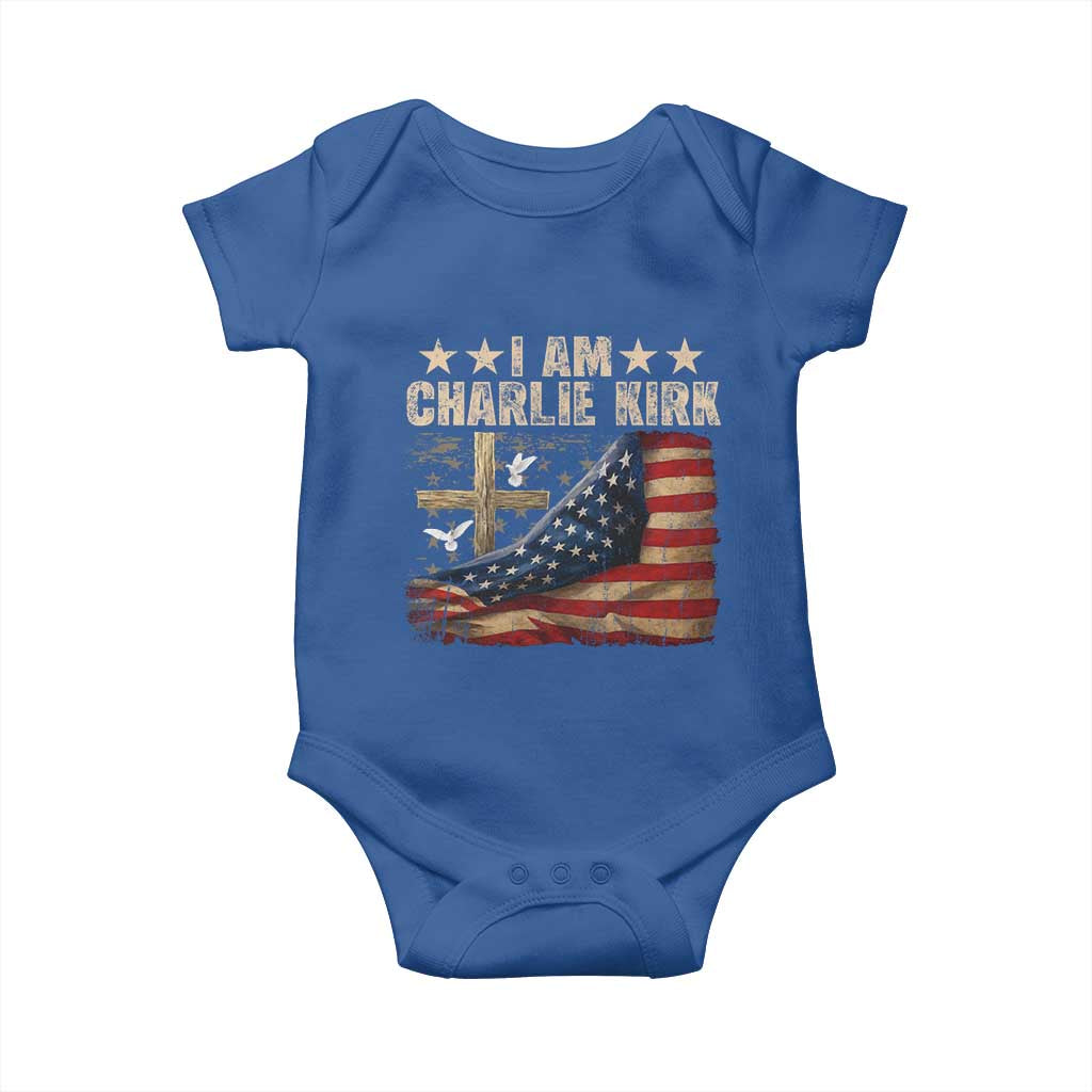 I Am Charlie Kirk Baby Onesie Freedom Vintage American Flag - Wonder Print Shop