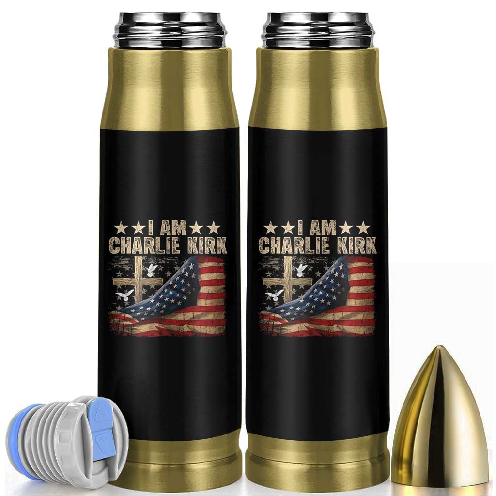 I Am Charlie Kirk Bullet Tumbler Freedom Vintage American Flag - Wonder Print Shop