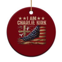 I Am Charlie Kirk Ceramic Ornament Freedom Vintage American Flag - Wonder Print Shop