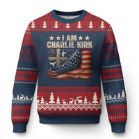 I Am Charlie Kirk Ugly Christmas Sweater Freedom Vintage American Flag - Wonder Print Shop