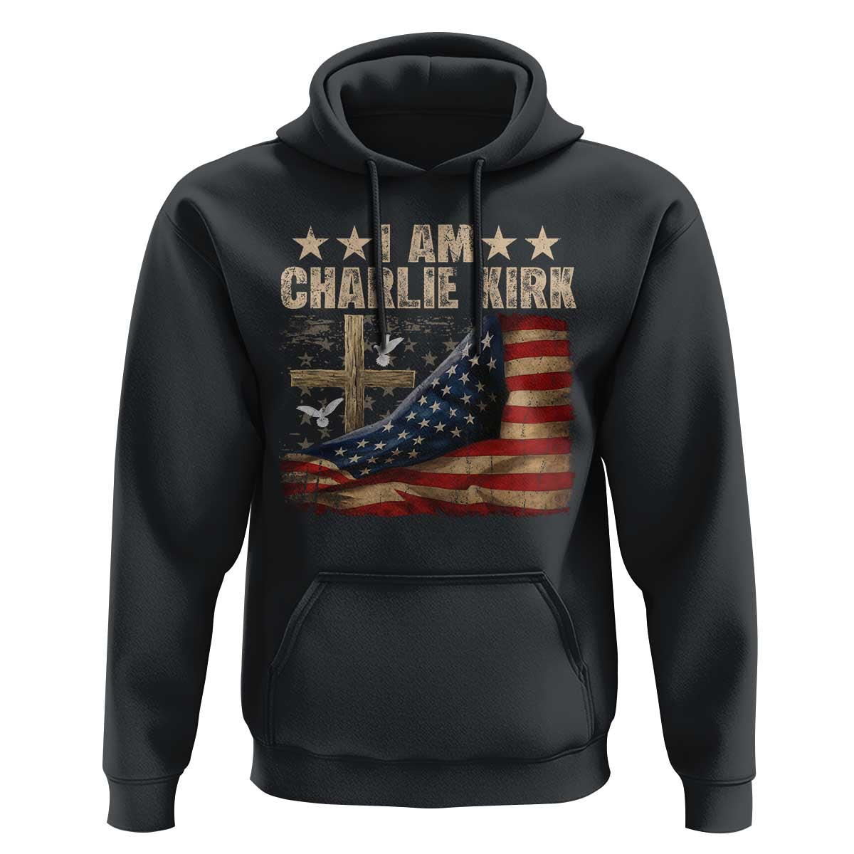 I Am Charlie Kirk Hoodie Freedom Vintage American Flag - Wonder Print Shop
