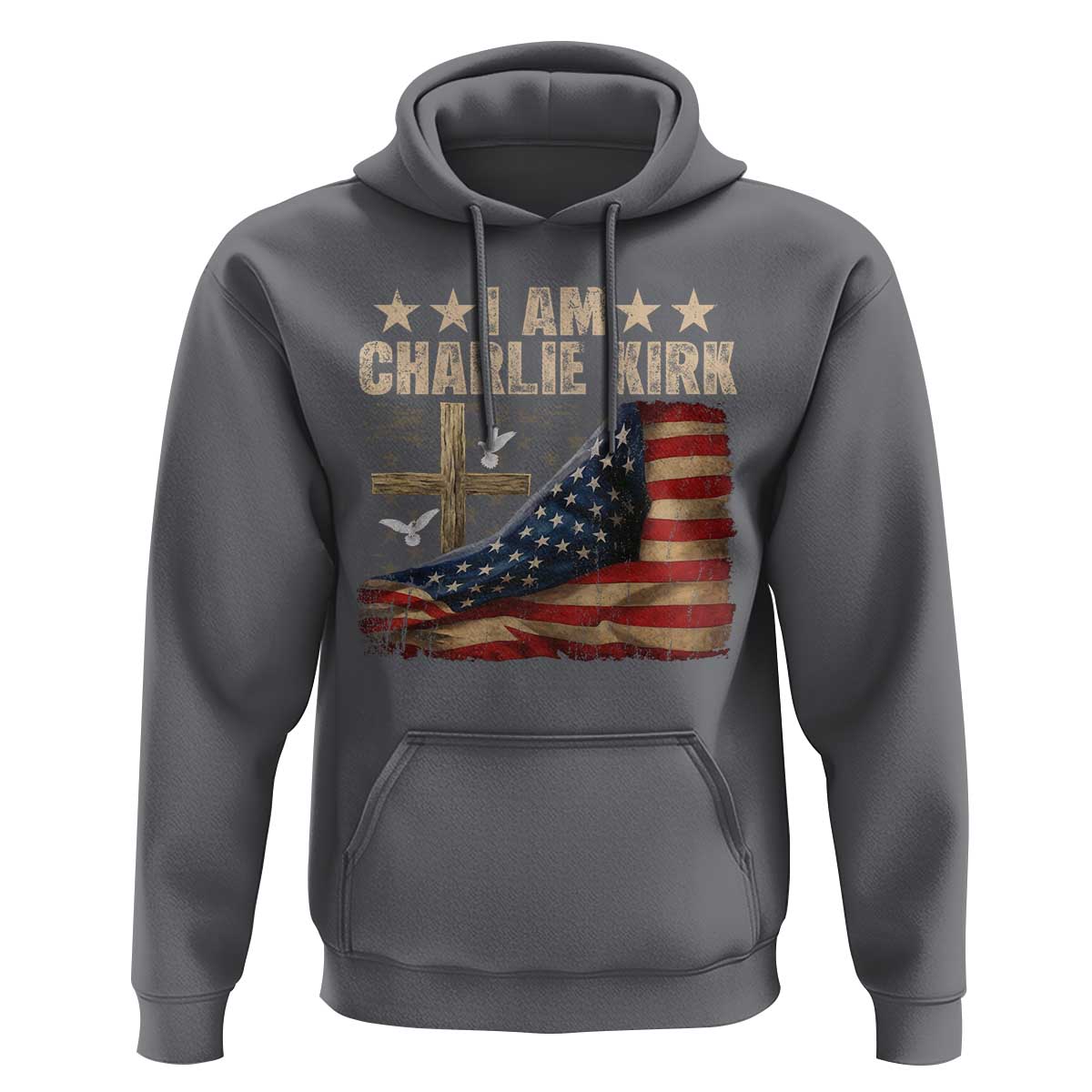 I Am Charlie Kirk Hoodie Freedom Vintage American Flag - Wonder Print Shop