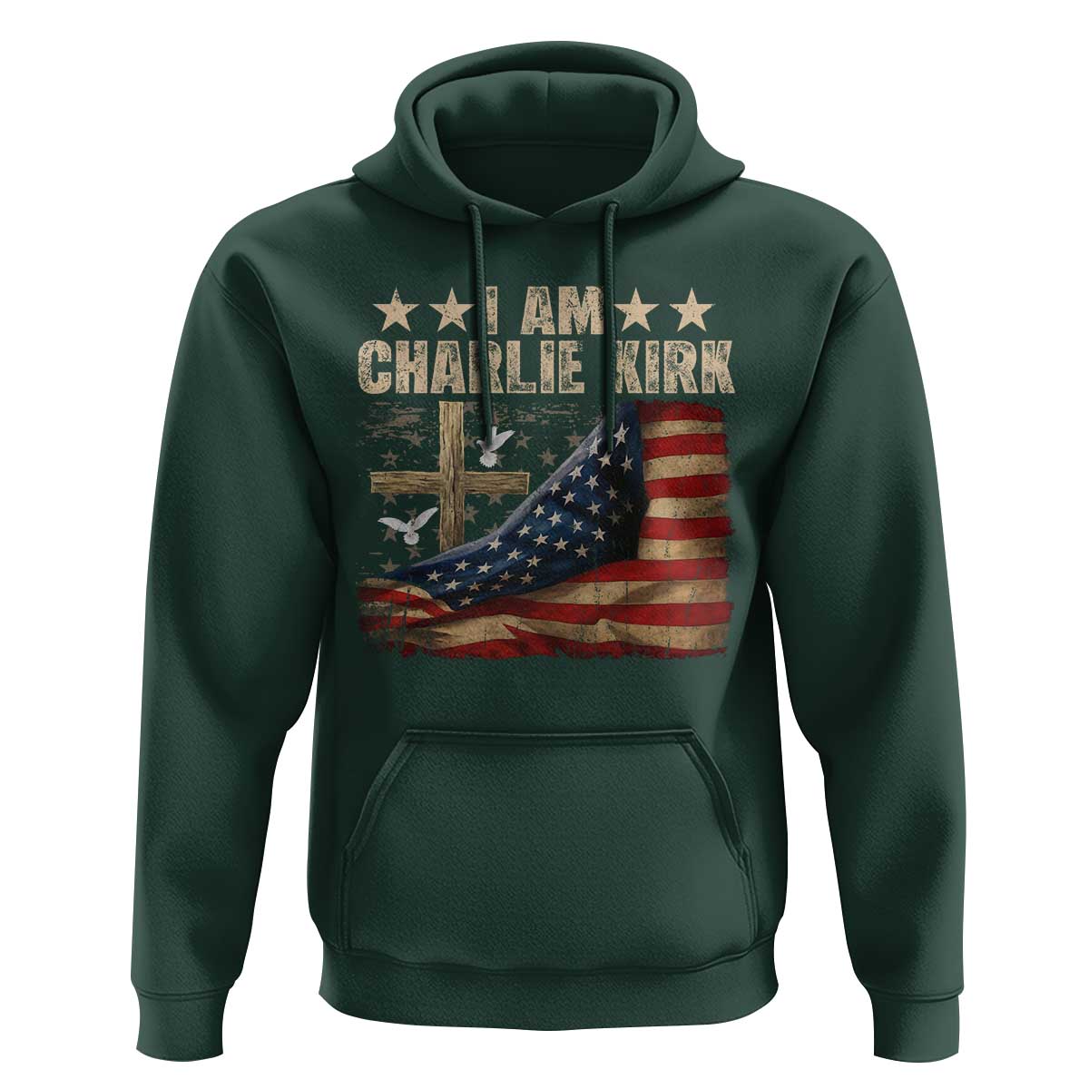 I Am Charlie Kirk Hoodie Freedom Vintage American Flag - Wonder Print Shop